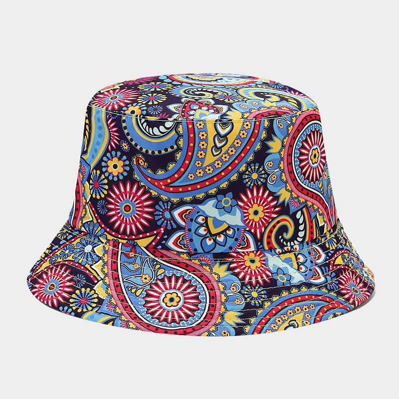 Sombrero de cubo de patrón de flores de anacardo de poliéster al por mayor